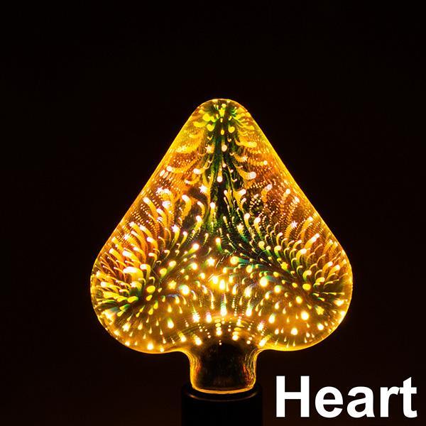 LED Light Bulb 3D Decoration Bulb Firework Bottle Heart