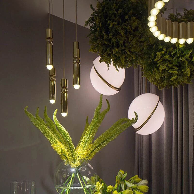 Nordic Brass Pendant Lights Modern Living Room Led