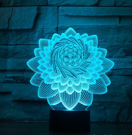 Foreign Trade New Lotus 2 3D Light Colorful Touch Charging Led