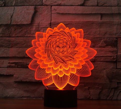 Foreign Trade New Lotus 2 3D Light Colorful Touch Charging Led