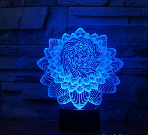 Foreign Trade New Lotus 2 3D Light Colorful Touch Charging Led