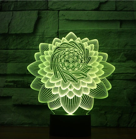 Foreign Trade New Lotus 2 3D Light Colorful Touch Charging Led