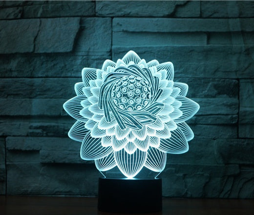 Foreign Trade New Lotus 2 3D Light Colorful Touch Charging Led