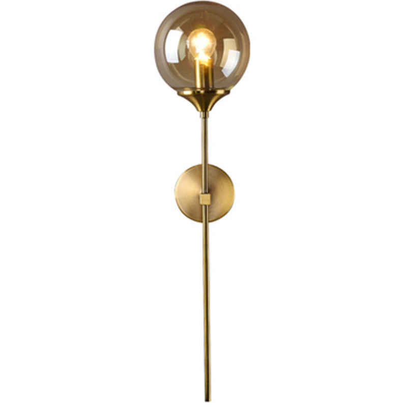 American Simple Glass Shade Bronze Metal Wall Lamp