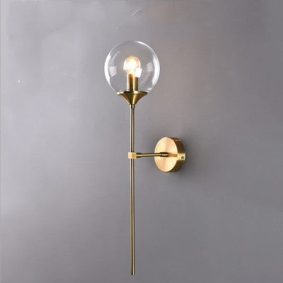 American Simple Glass Shade Bronze Metal Wall Lamp