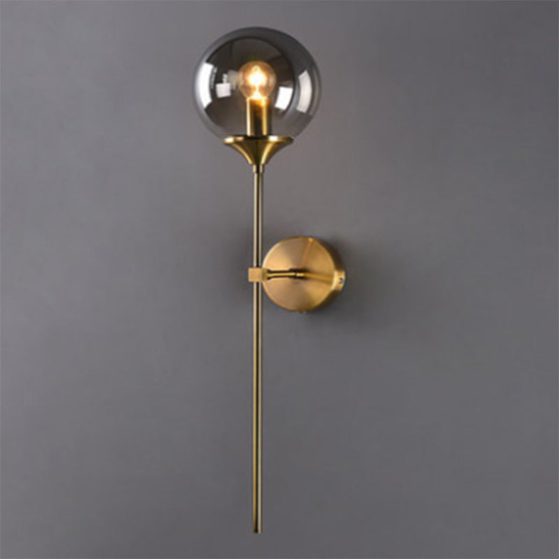 American Simple Glass Shade Bronze Metal Wall Lamp