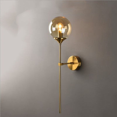 American Simple Glass Shade Bronze Metal Wall Lamp