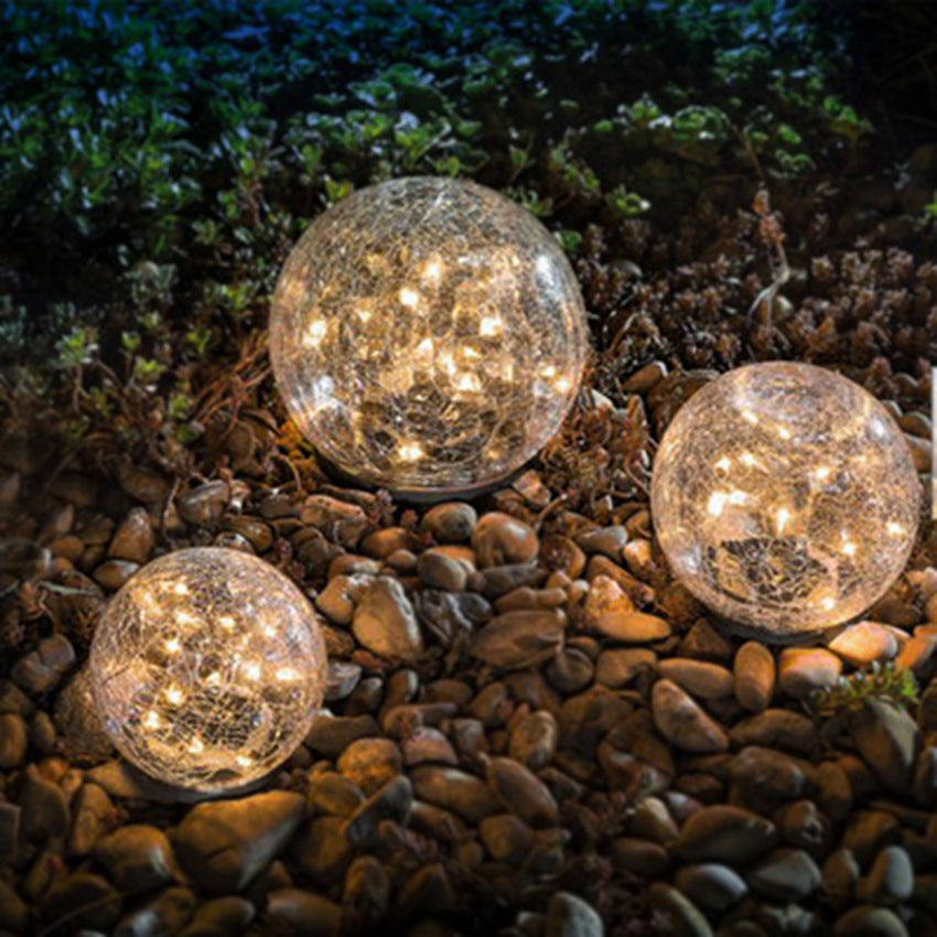 Cracked Glass Ball LED Solar Light Solar Power Garden Light