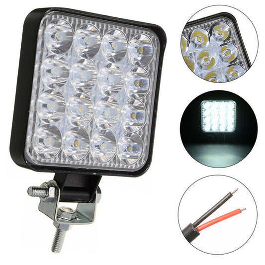 Car Led Work Light 4 Inch 48W Square 16 Lights Auxiliary Lights