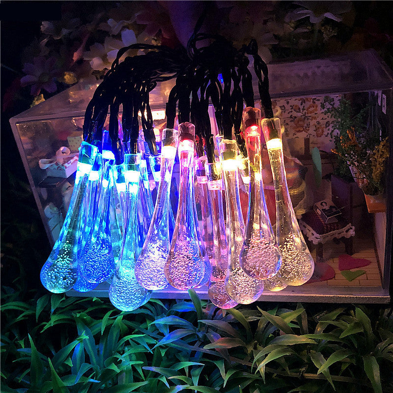 LED Outdoor Water Drops Solar Lamp String Lights LED Fairy