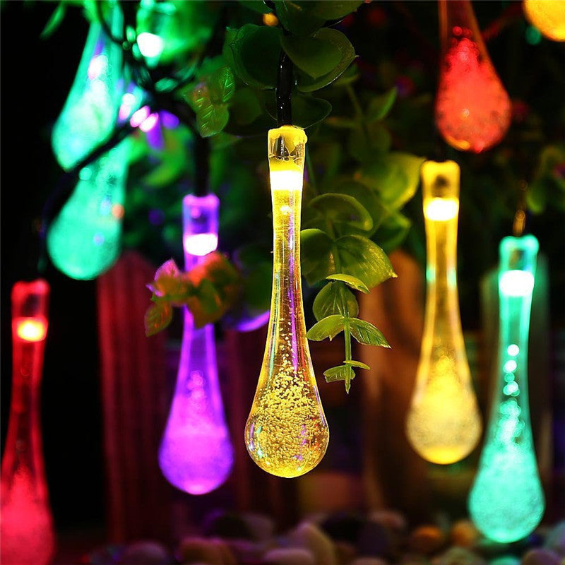 LED Outdoor Water Drops Solar Lamp String Lights LED Fairy