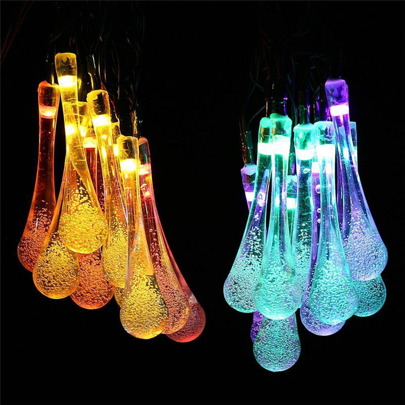 LED Outdoor Water Drops Solar Lamp String Lights LED Fairy