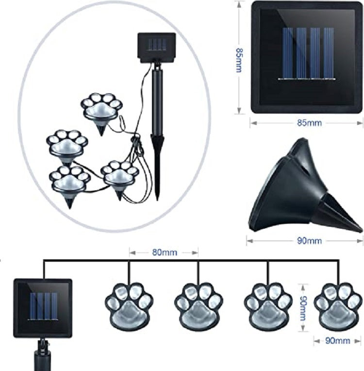 Led Solar Cute Cat Plug In The Ground Light 4 LED Bear Claw Scene Lights