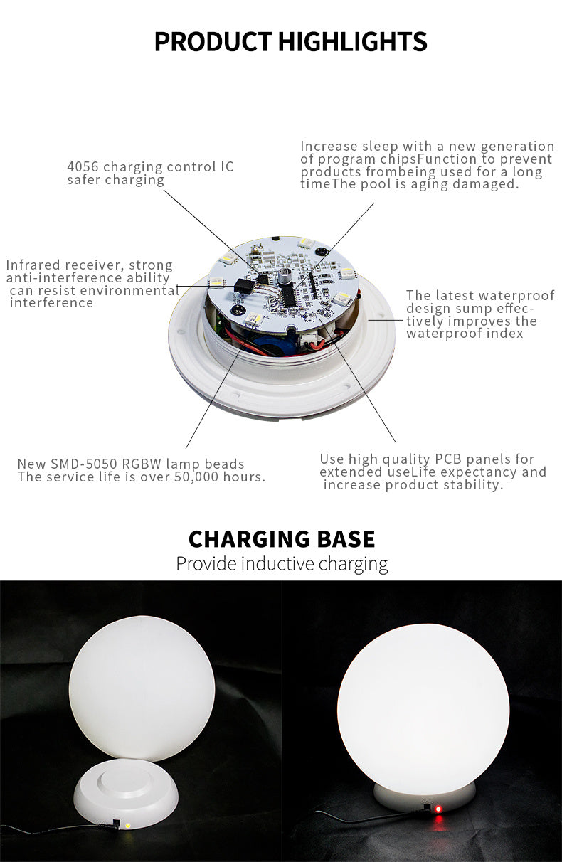 Lawn Lamp Floor Light Bulb Remote Control LED Luminous Ball Lamp