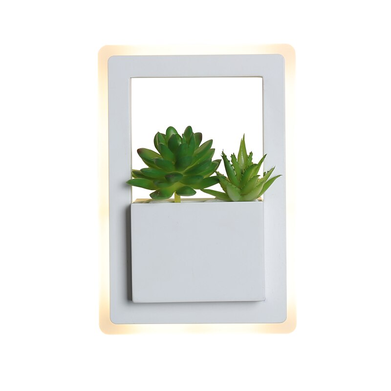 Modern LED Bedside Wall Lamp White Color with Plant LED Wall Lights