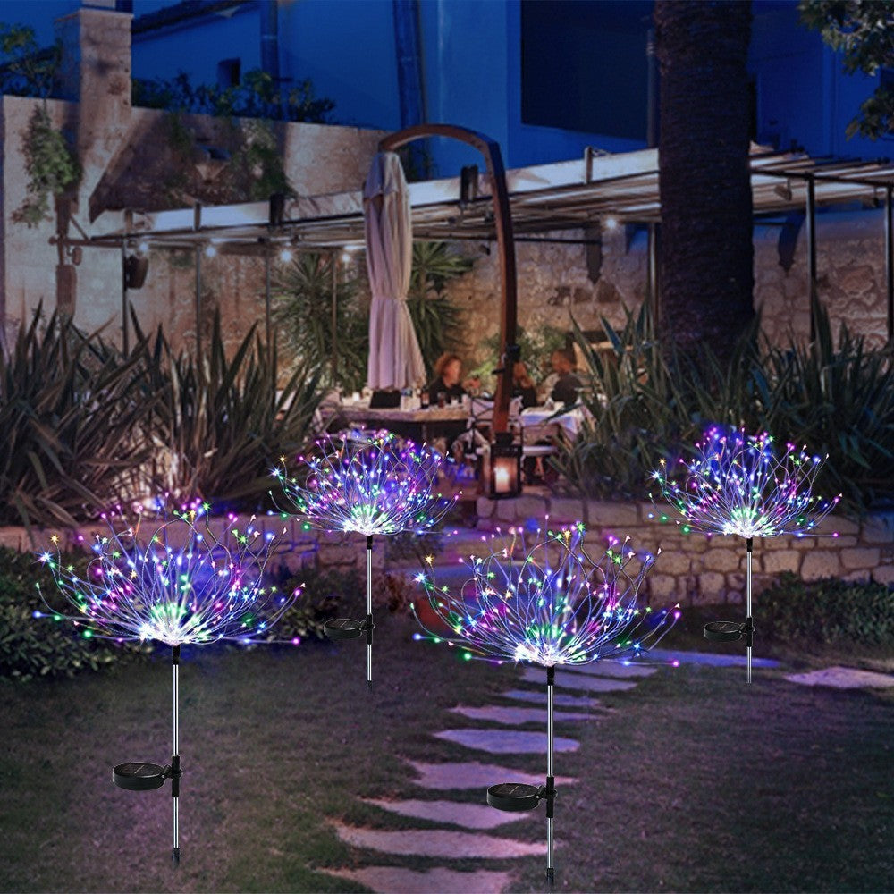 Solar Fireworks Ground Lamp Outdoor Garden Courtyard Holiday