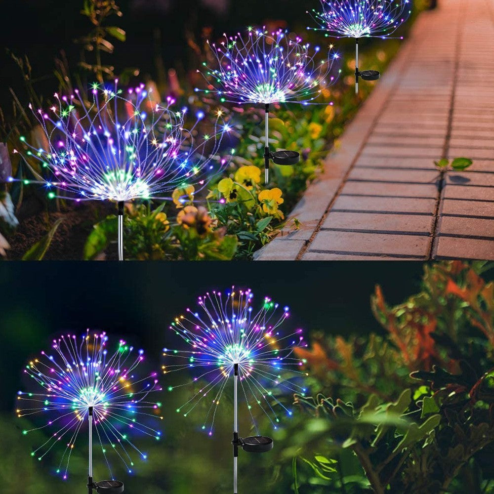 Solar Fireworks Ground Lamp Outdoor Garden Courtyard Holiday