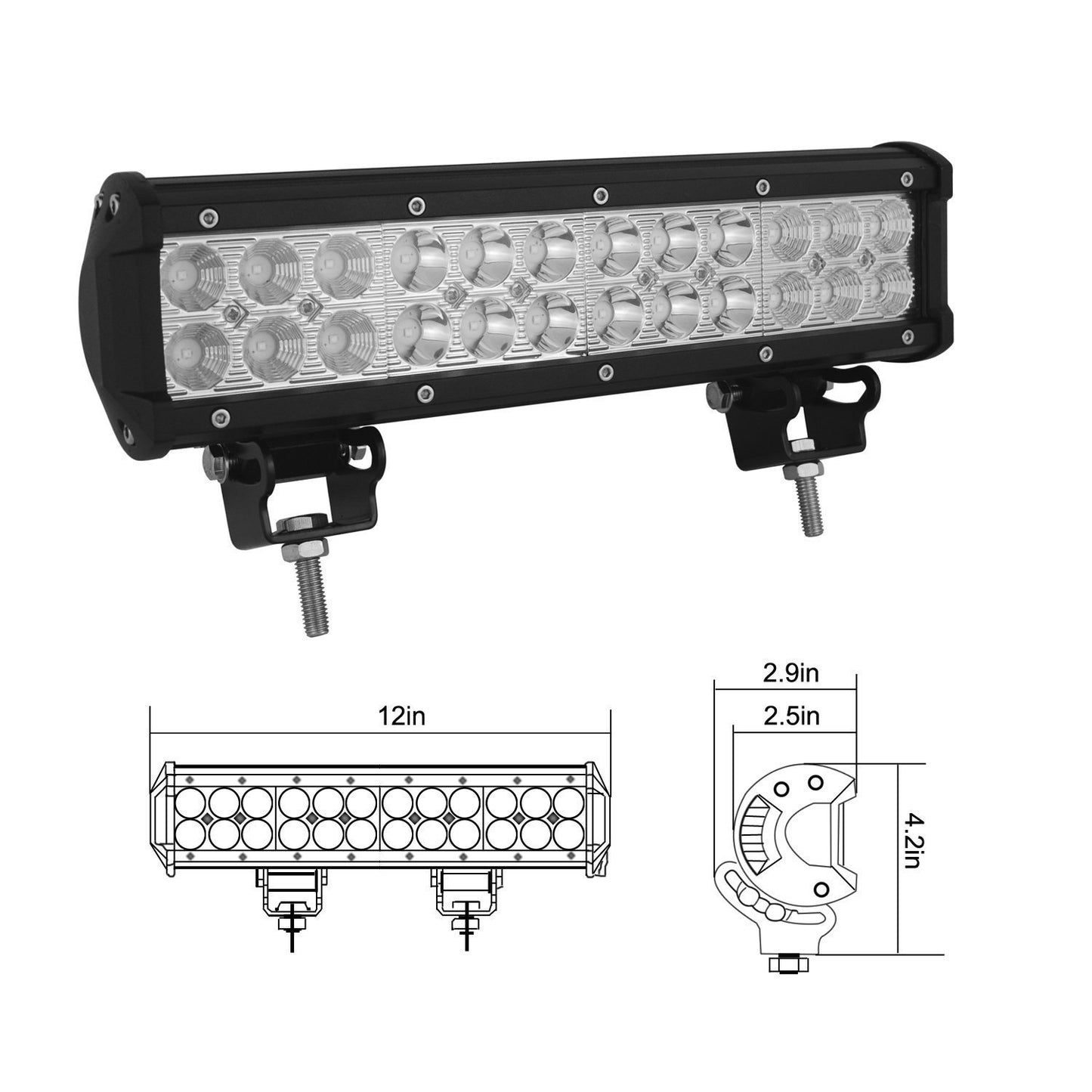 Car Light Roof Off-road Vehicle Grille 72W Super Bright