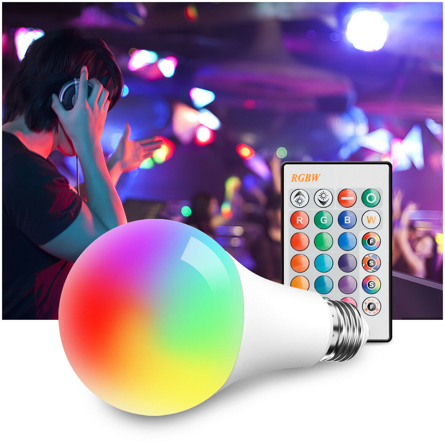 LED Light Bulb 15W RGB Smart Wireless Remote Dimmable Lamp Color