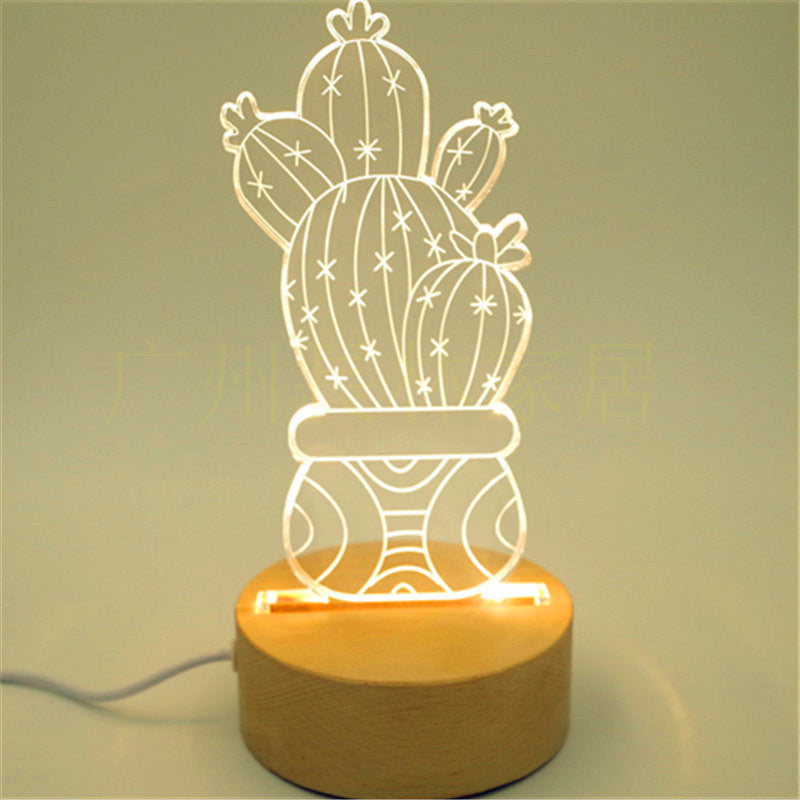 3D solid wood table lamp