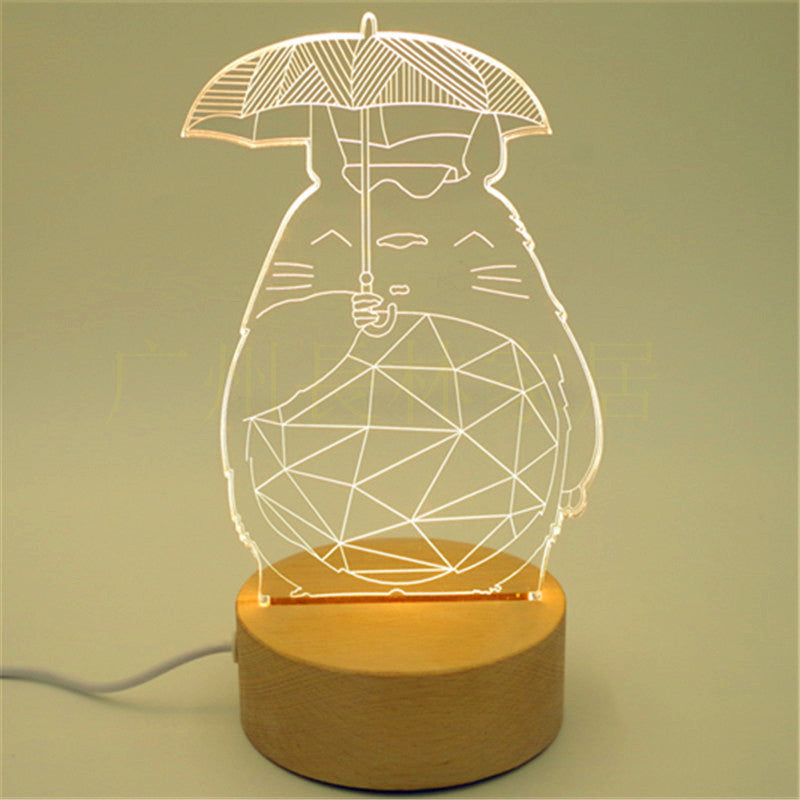 3D solid wood table lamp