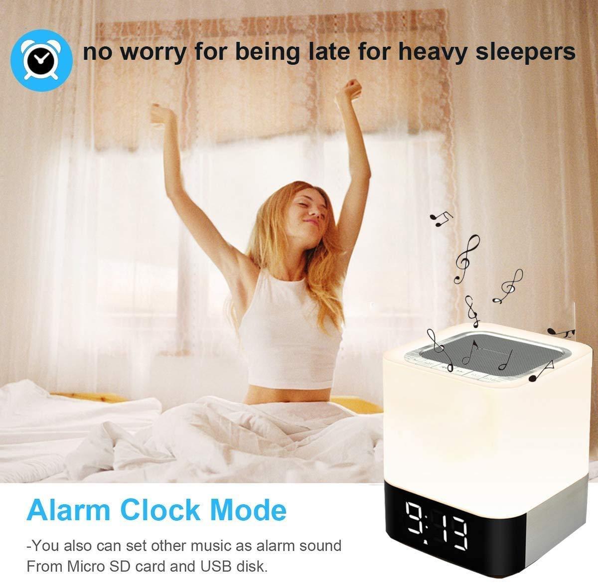 Alarm Clock Bluetooth Speaker Touch Screen LED Light