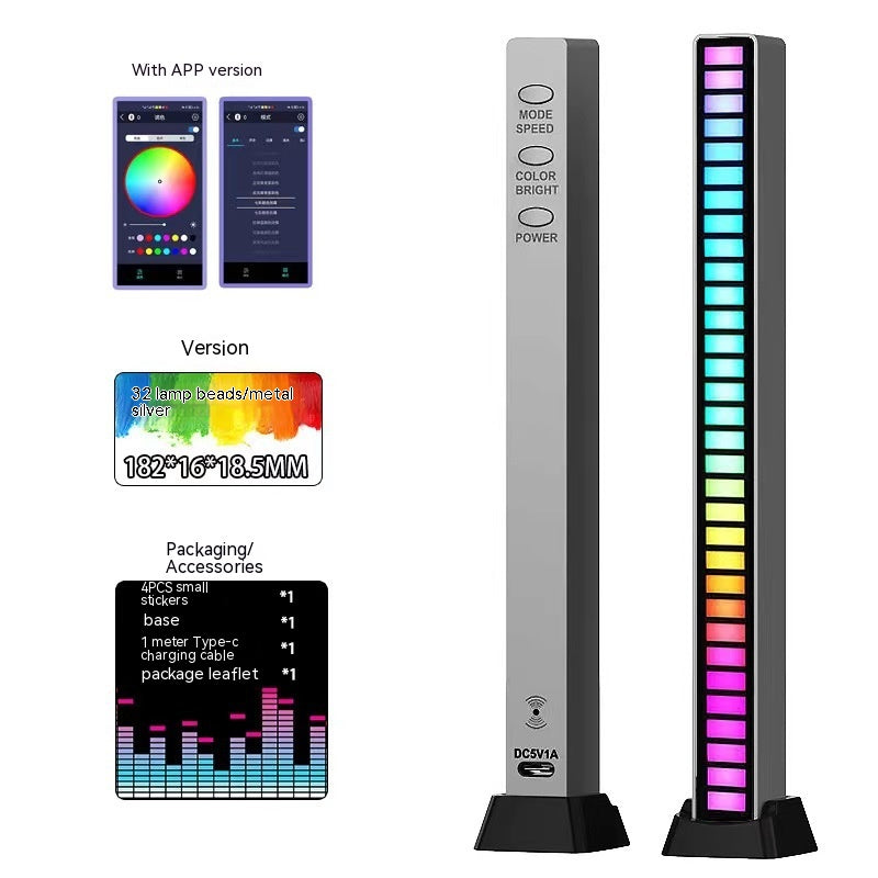 3D Double-sided Pickup Light RGB Voice Control Music Rhythm Lamp