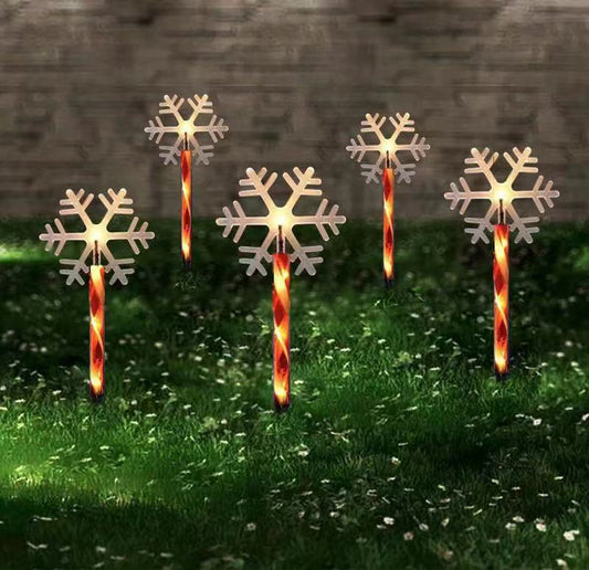 Led Solar Ground Lamp Courtyard Five-pointed Snowflake Decorative Light