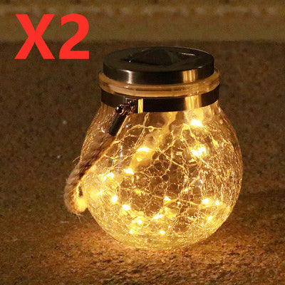 Spherical Glass Tank Crack Solar Lamp LED Garden Chandelier Waterproof Night Lamp