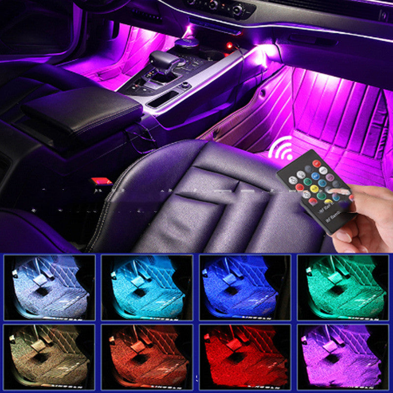 Car Interior LED Ambient Foot Light RGB Colorful Voice-activated Sensor