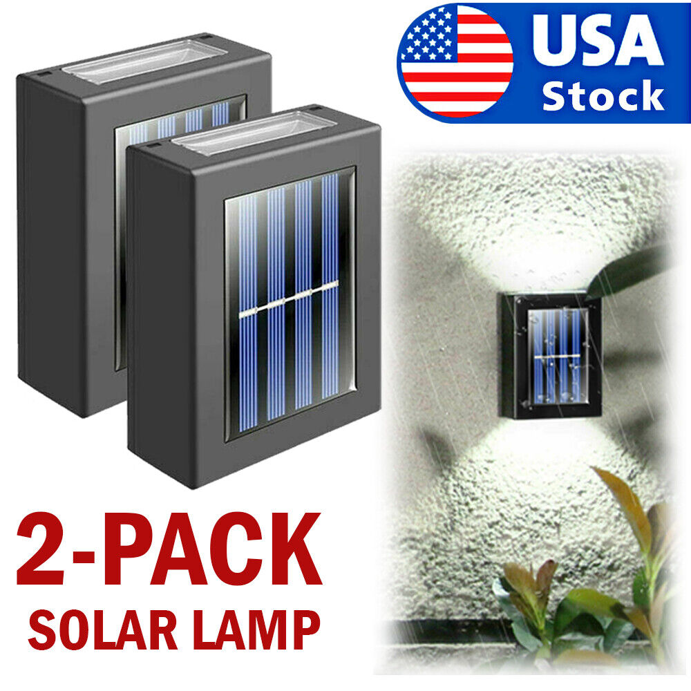 Outdoor Solar 2 LED Deck Lights Path Garden Patio Pathway Stairs Step Fence Lamp