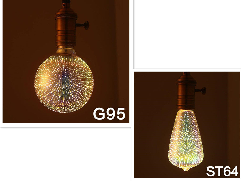 LED Light Bulb 3D Decoration Bulb Firework Bottle Heart