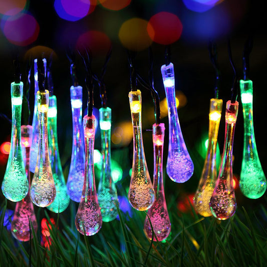 LED Outdoor Water Drops Solar Lamp String Lights LED Fairy