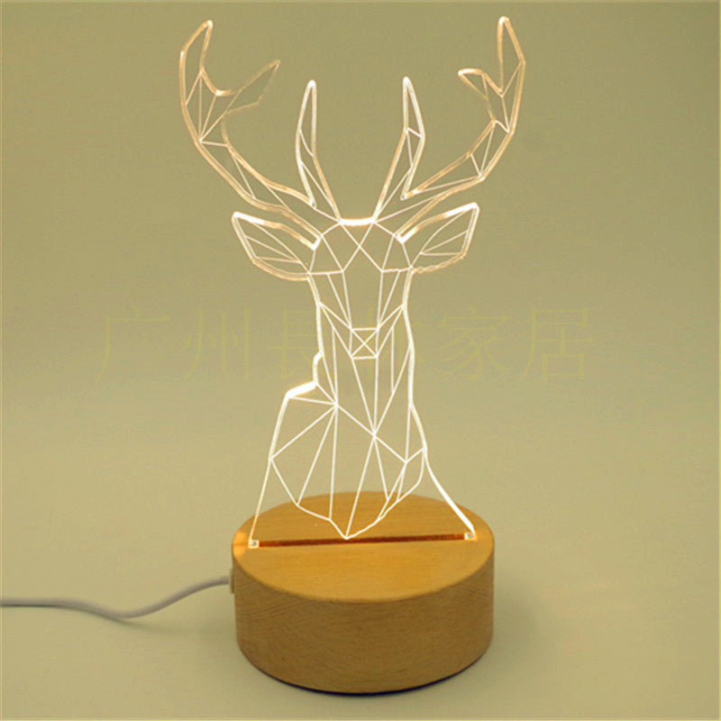 3D solid wood table lamp