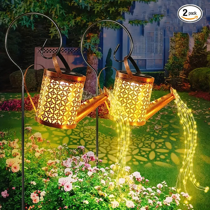 2PCS LED Watering Can Solar Light Strings Solar Lights