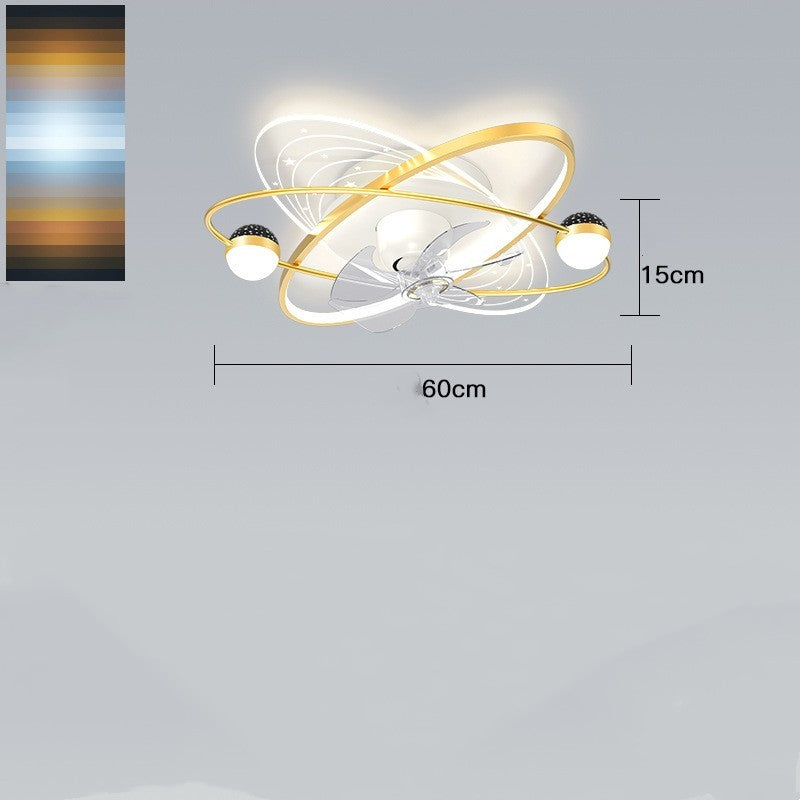 Modern Simple Bedroom Living Room Projection Fan Overhead Light