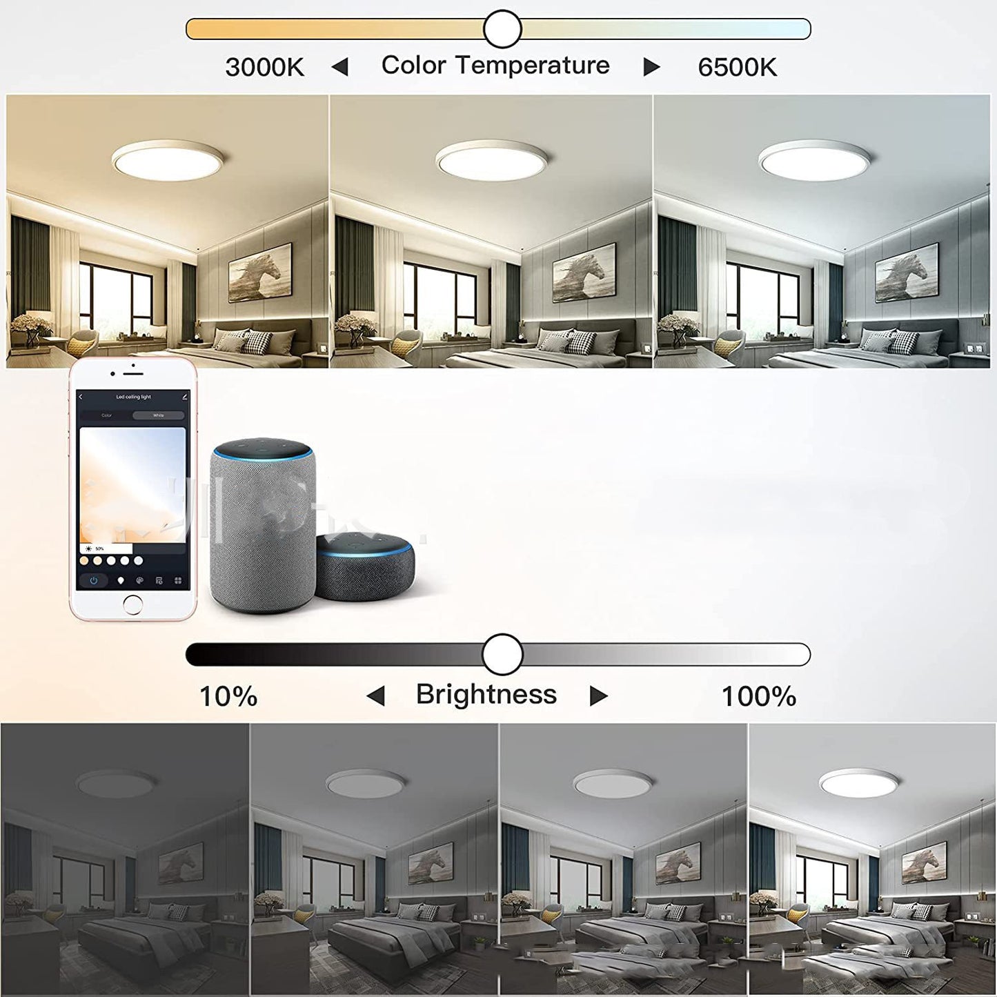 RGBCW Full Color Dimming Smart APP Bluetooth Voice Ceiling Light