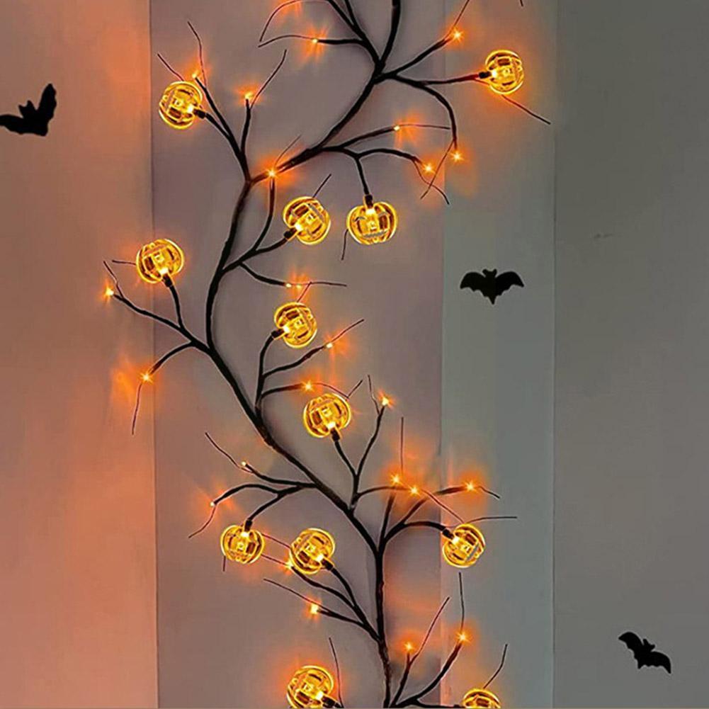 Halloween LED Willow Vine String Light Cool Cartoon Bat Pumpkin