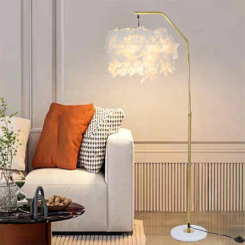 Creative Marble Feather Floor Lamp In Living Room