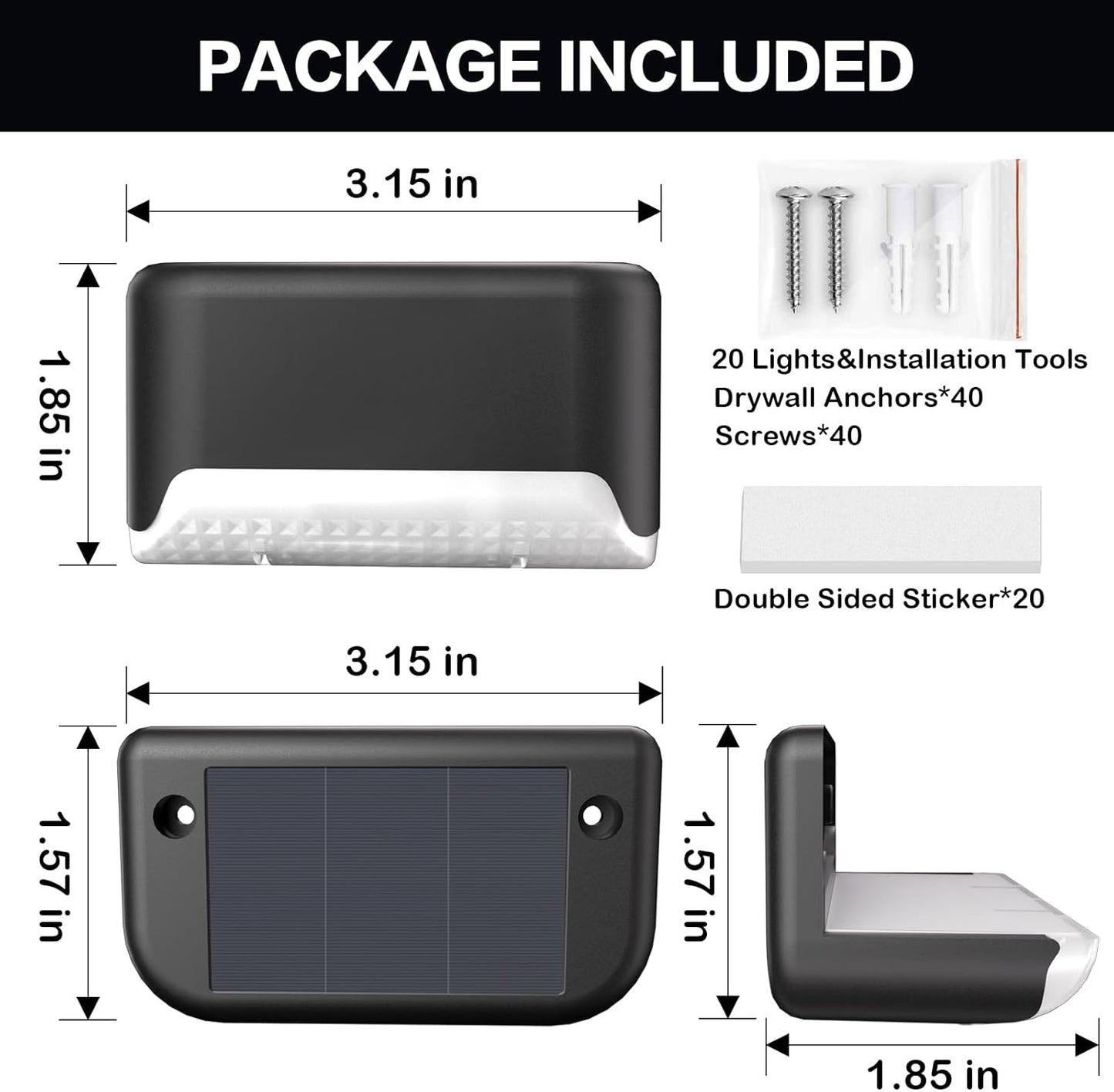 32&16 PCS Solar Deck Lights Outdoor Solar Step Lights