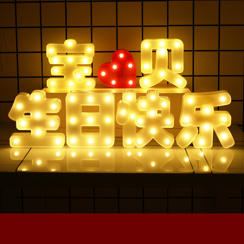 Led Letter Lights Happy Birthday Confession Proposal Arrangement