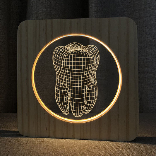 Tooth Shape Wood Acrylic Lamp