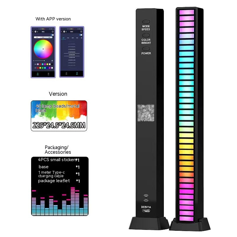 3D Double-sided Pickup Light RGB Voice Control Music Rhythm Lamp