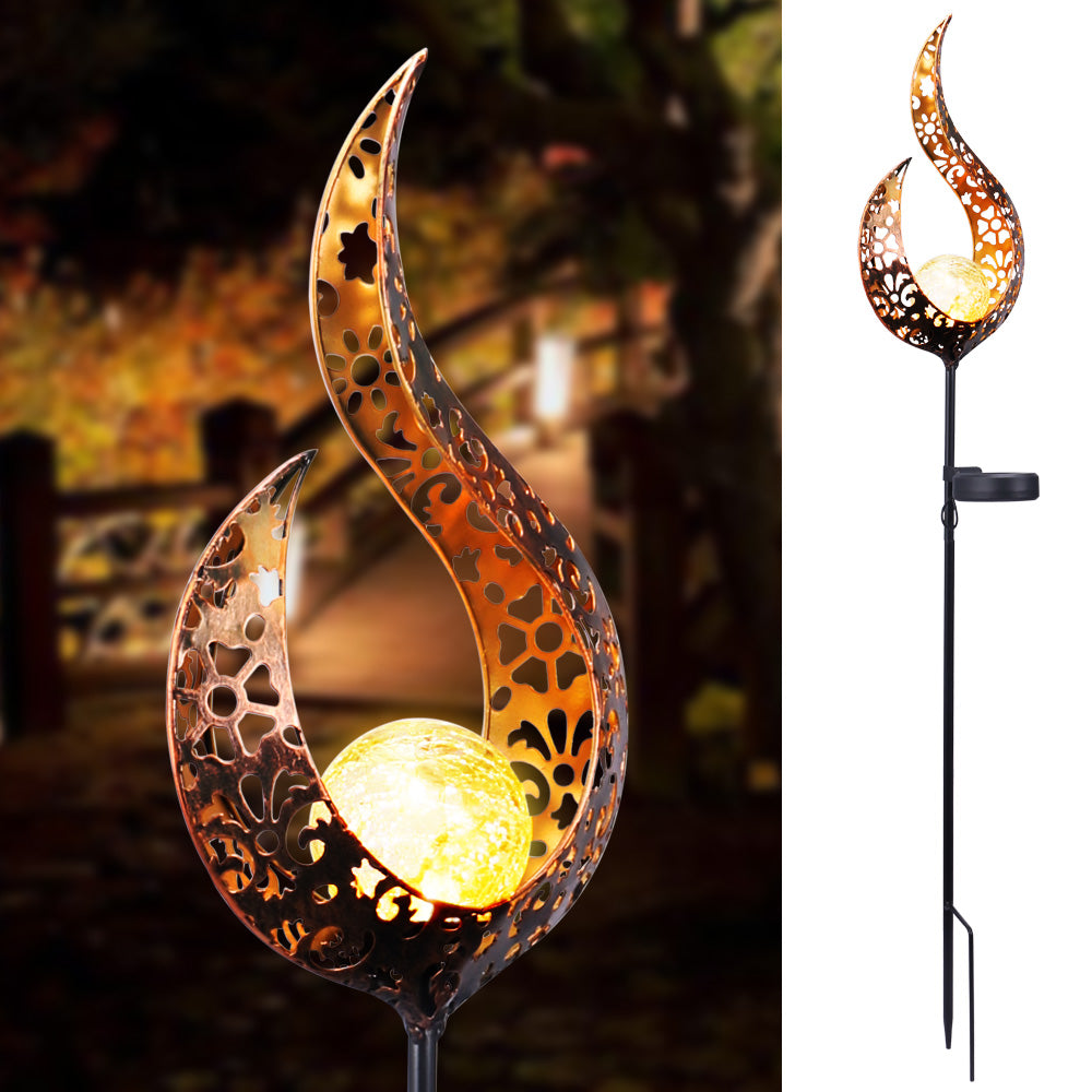 LED Solar Flame Light Metal LED Garden Light Flame Effect Lamp