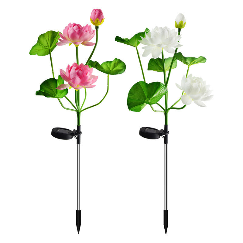 New Solar Light LED Lotus Ground Insert Outdoor Garden Decoration