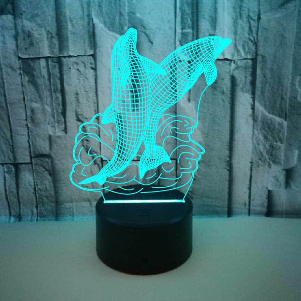 Dolphin Colorful 3DLED Touch Small Night Lamp