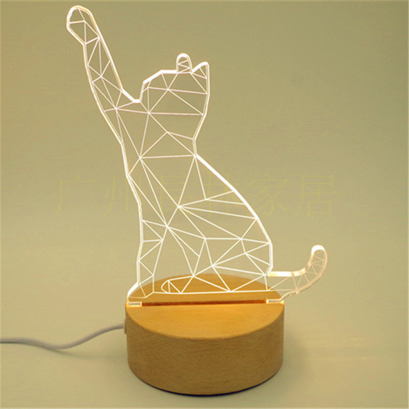 3D solid wood table lamp