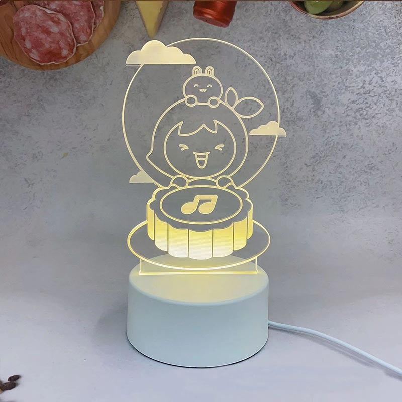 Mid-Autumn Small Night Lamp Bedside Table Decoration 3D Acrylic Table Lamp