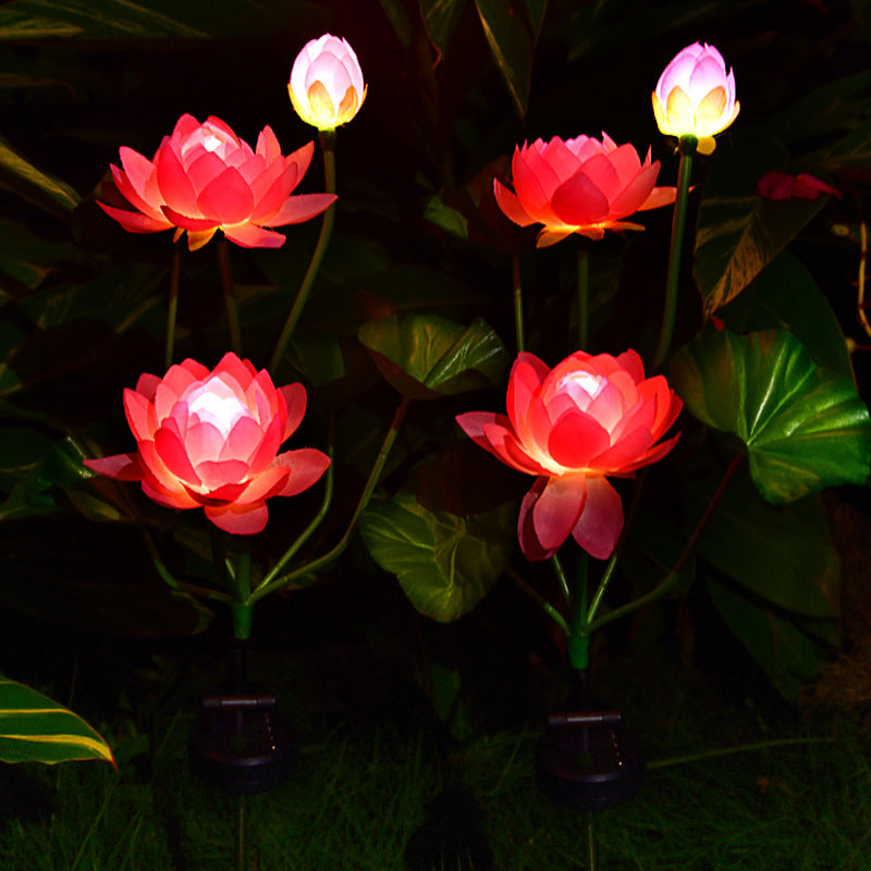 New Solar Light LED Lotus Ground Insert Outdoor Garden Decoration