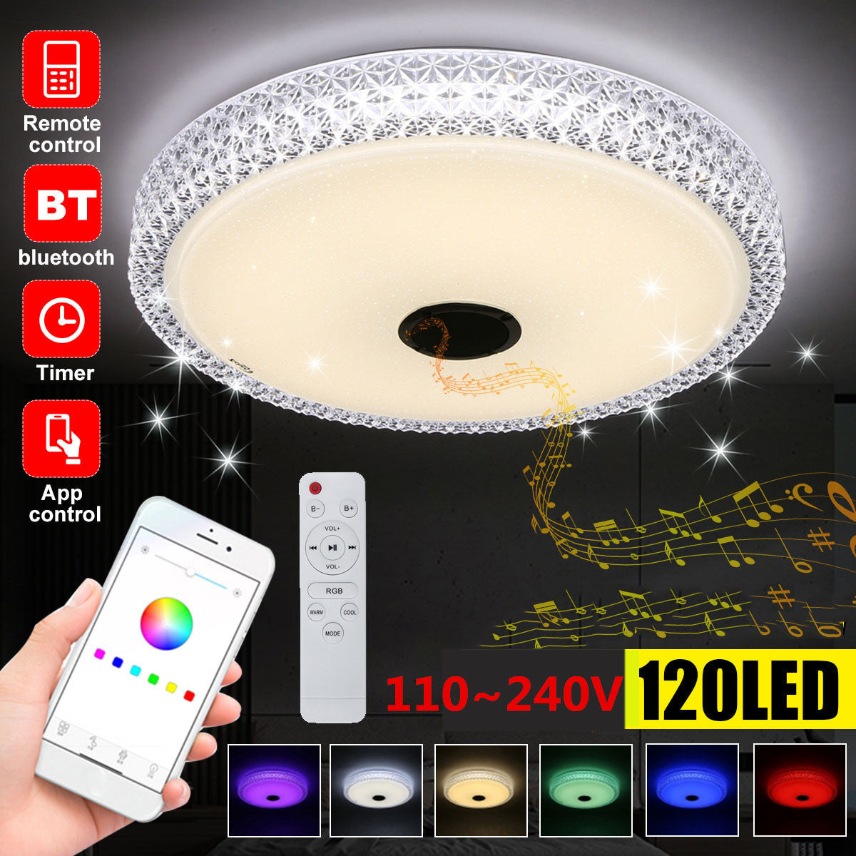 Music Tmall Elf Remote Control Modern Simple Round Acrylic Bedroom Lighting